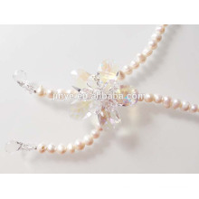 Handmade Long Fresh Pearl Flower Necklace Pearl Sweater Necklace